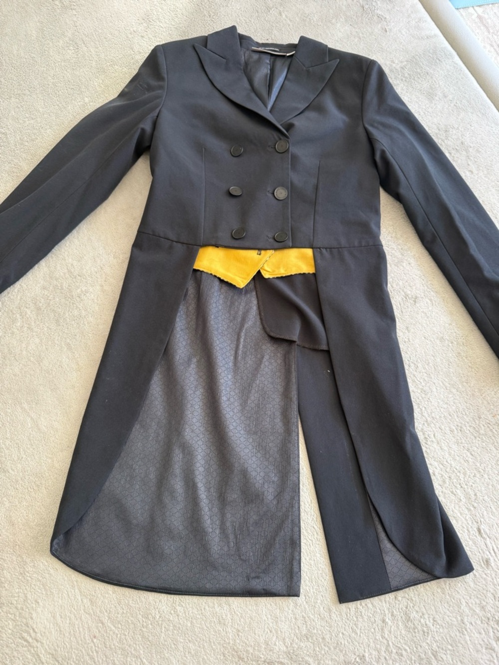 RJ Classics Girls Shadbelly Black Tailcoat Jacket with Yellow Accent